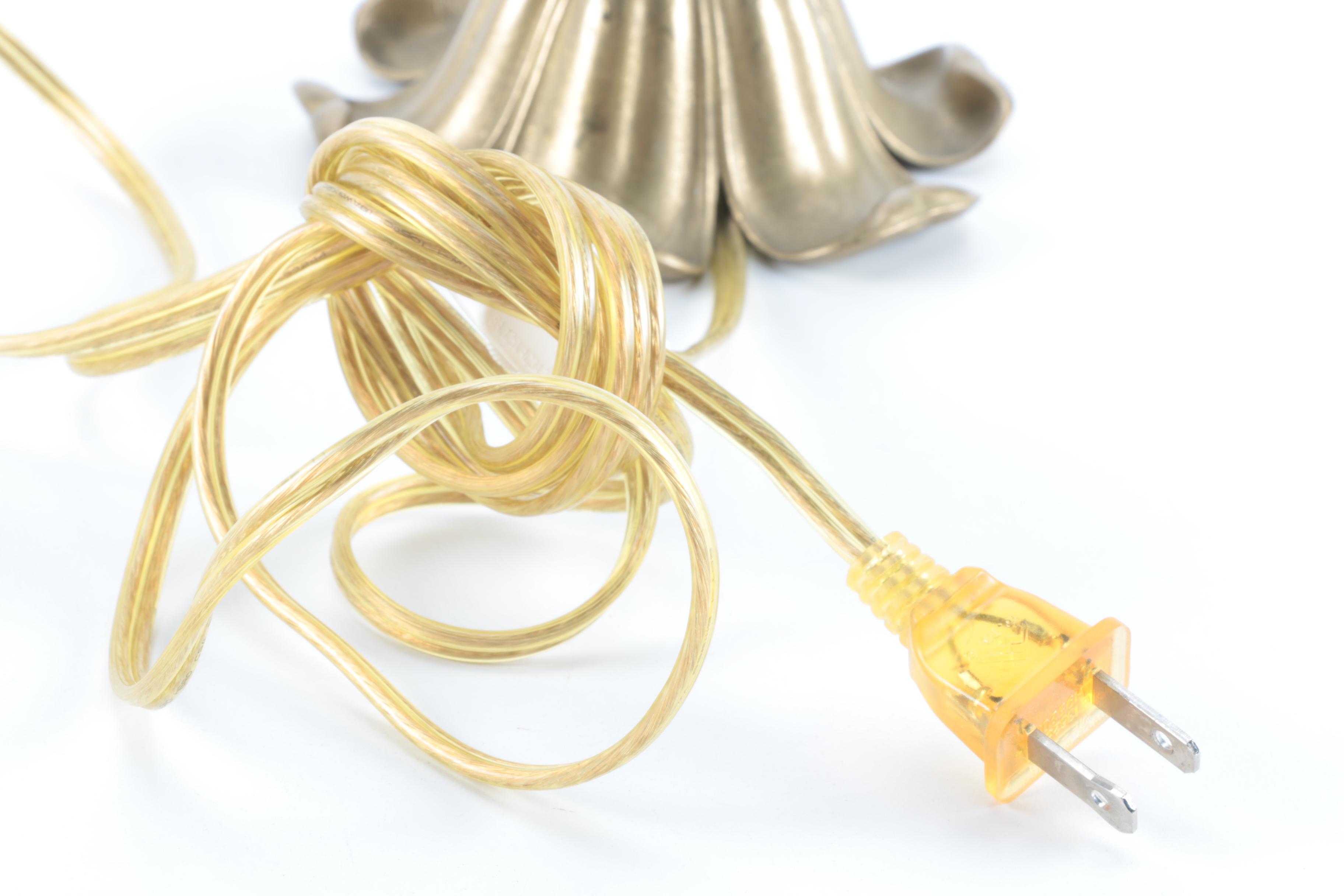 Brass Table Lamp with Checkered Shade