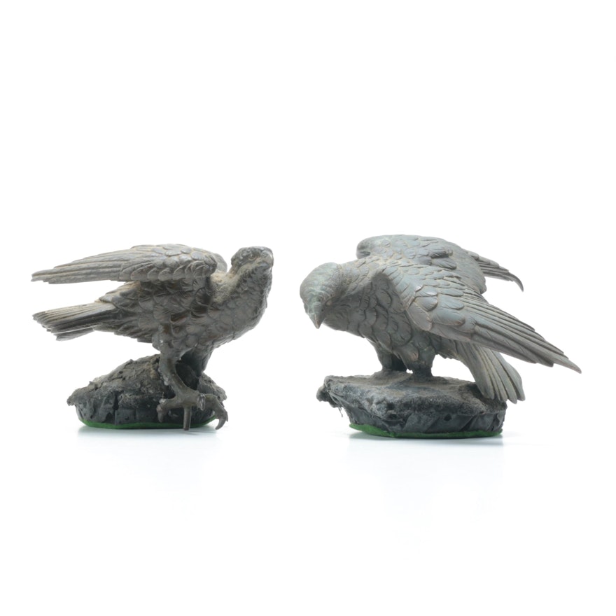 Metal Covered Birds of Prey Figurines