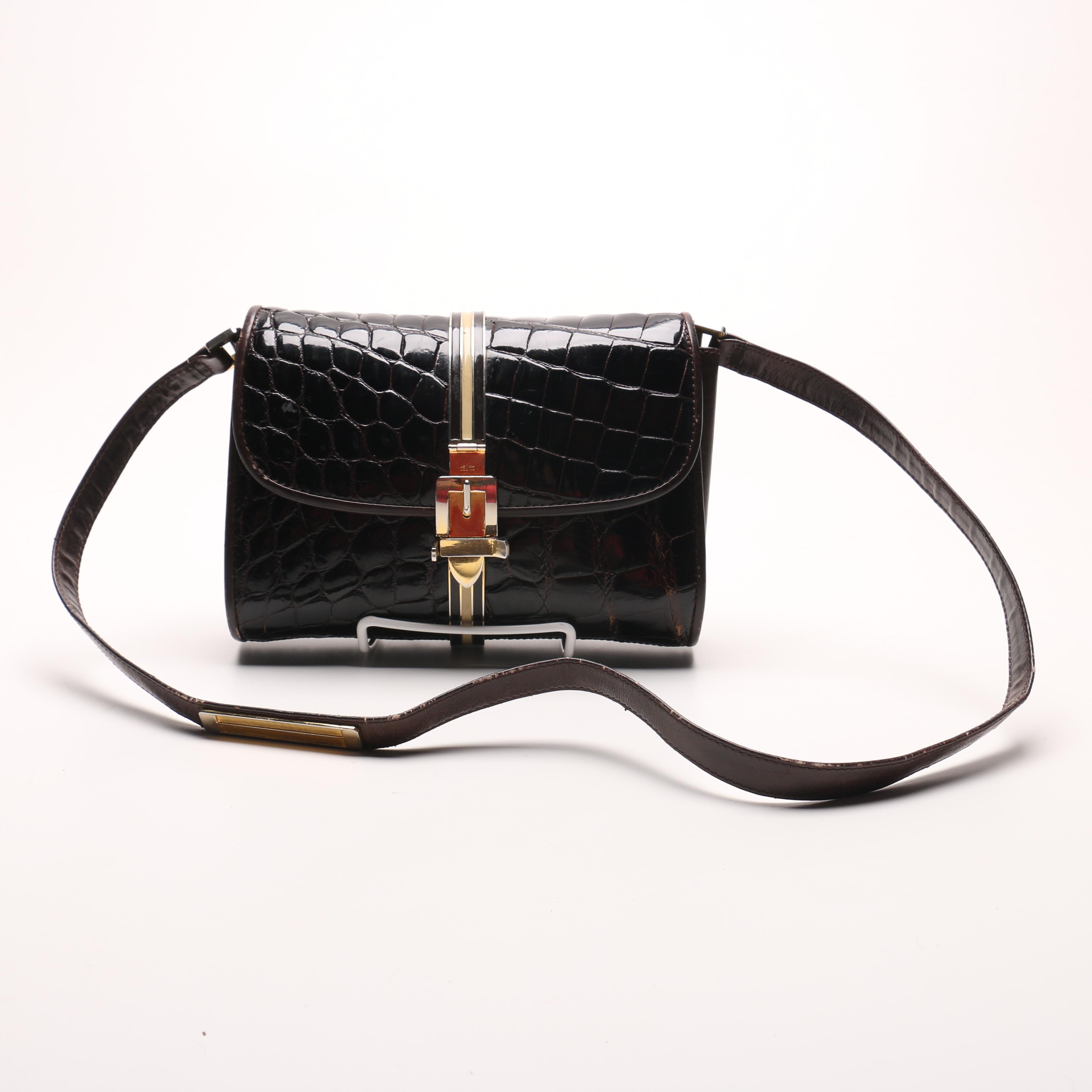 Vintage Céline Brown Alligator Skin Convertible Clutch
