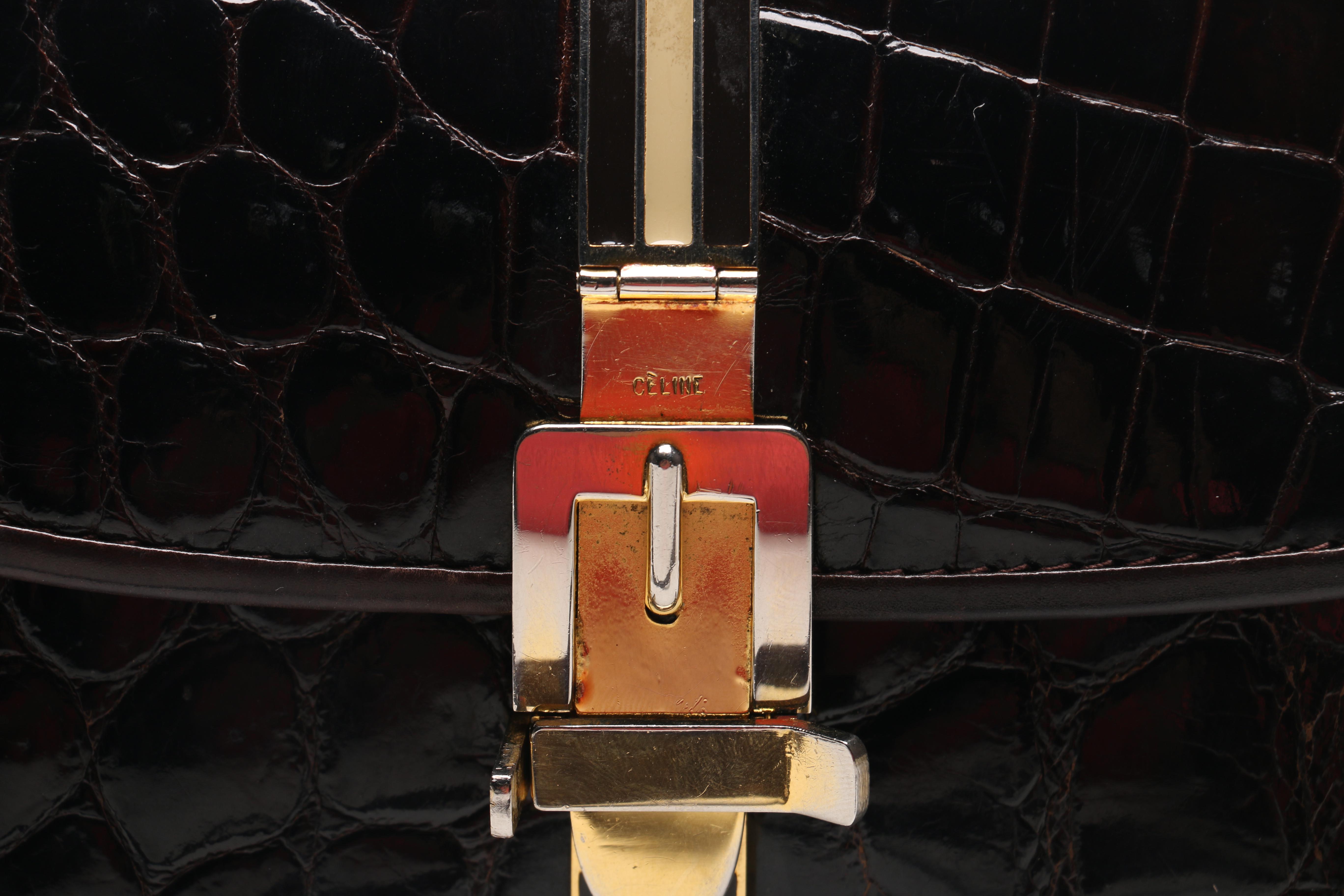 Vintage Céline Brown Alligator Skin Convertible Clutch