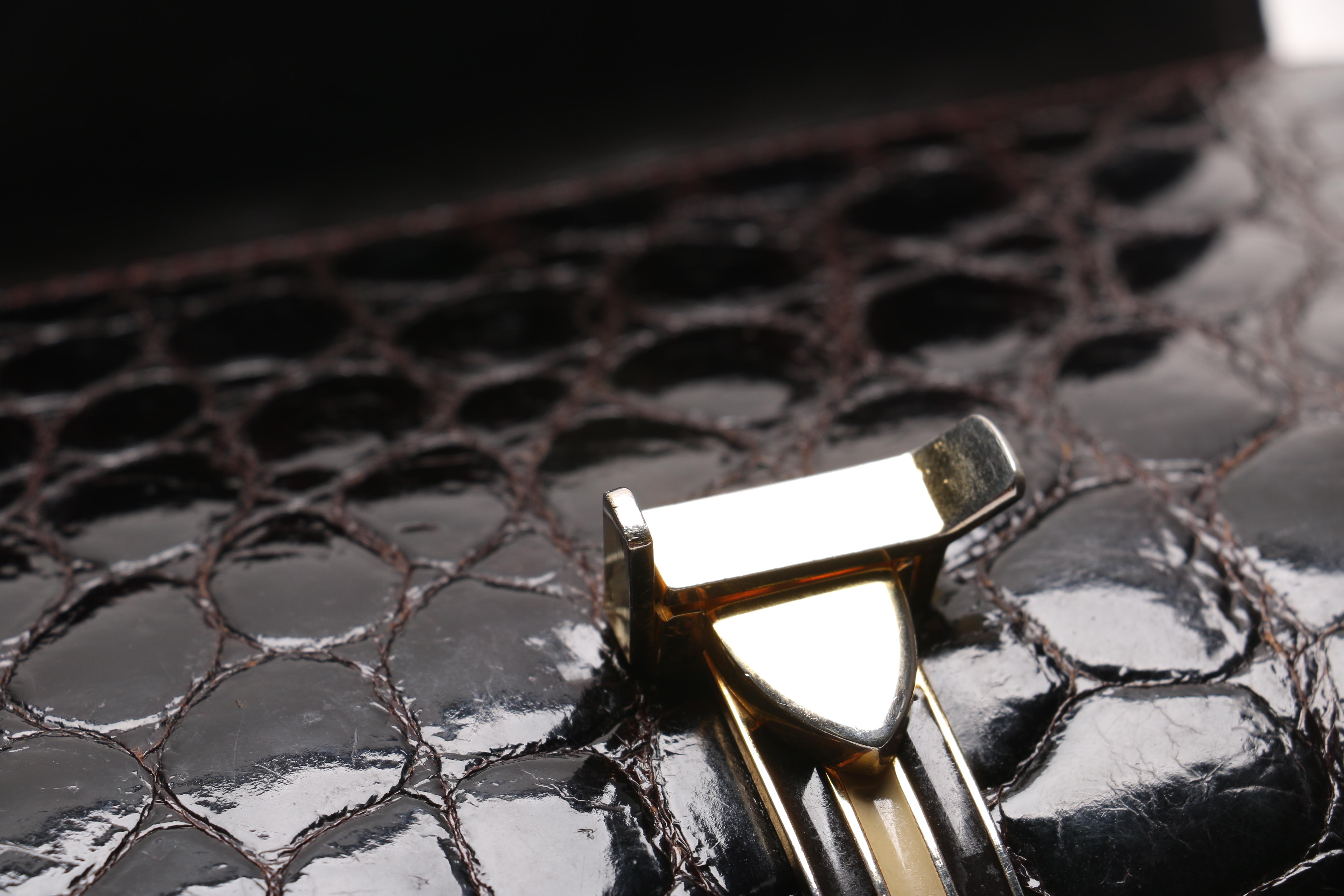 Vintage Céline Brown Alligator Skin Convertible Clutch