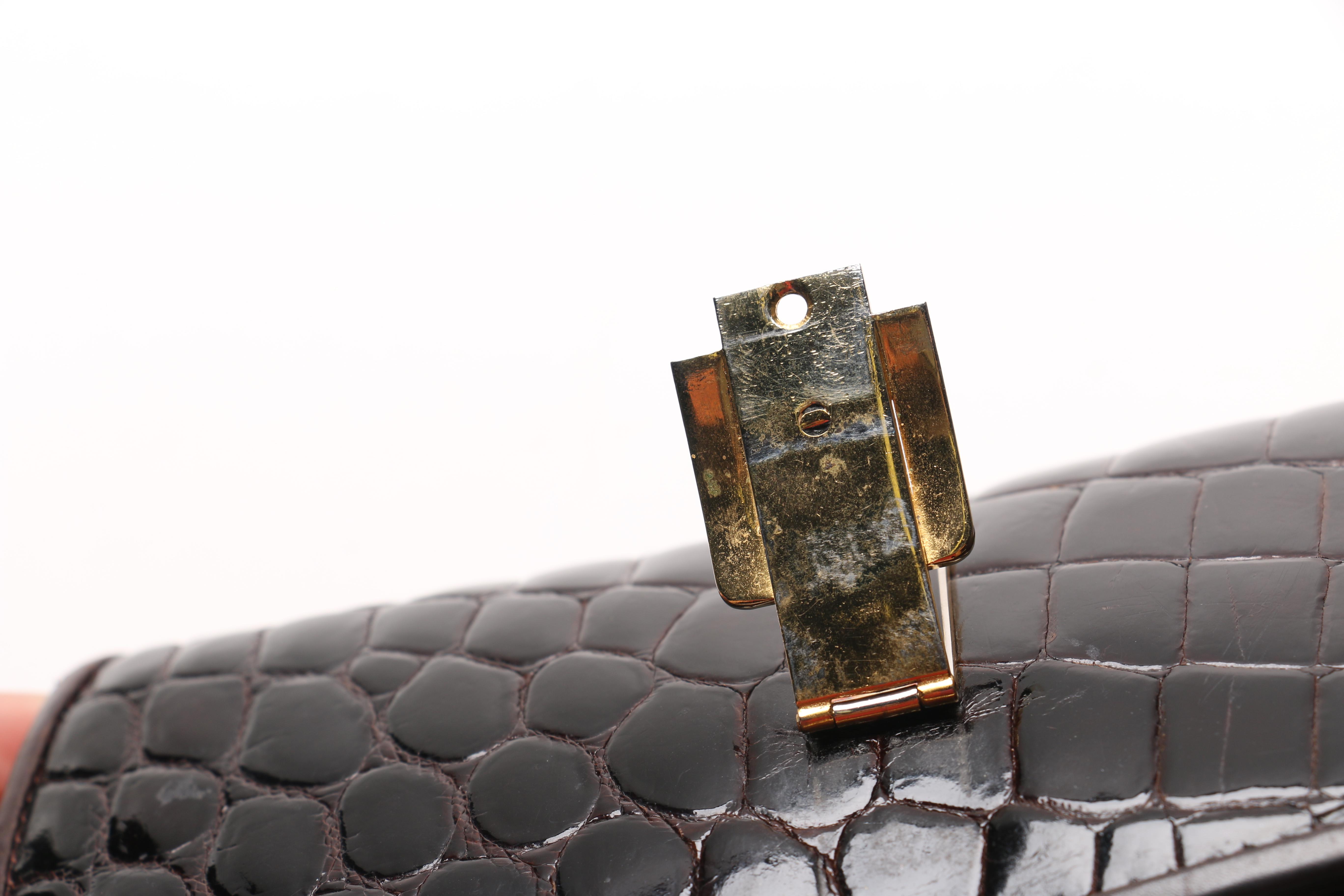 Vintage Céline Brown Alligator Skin Convertible Clutch