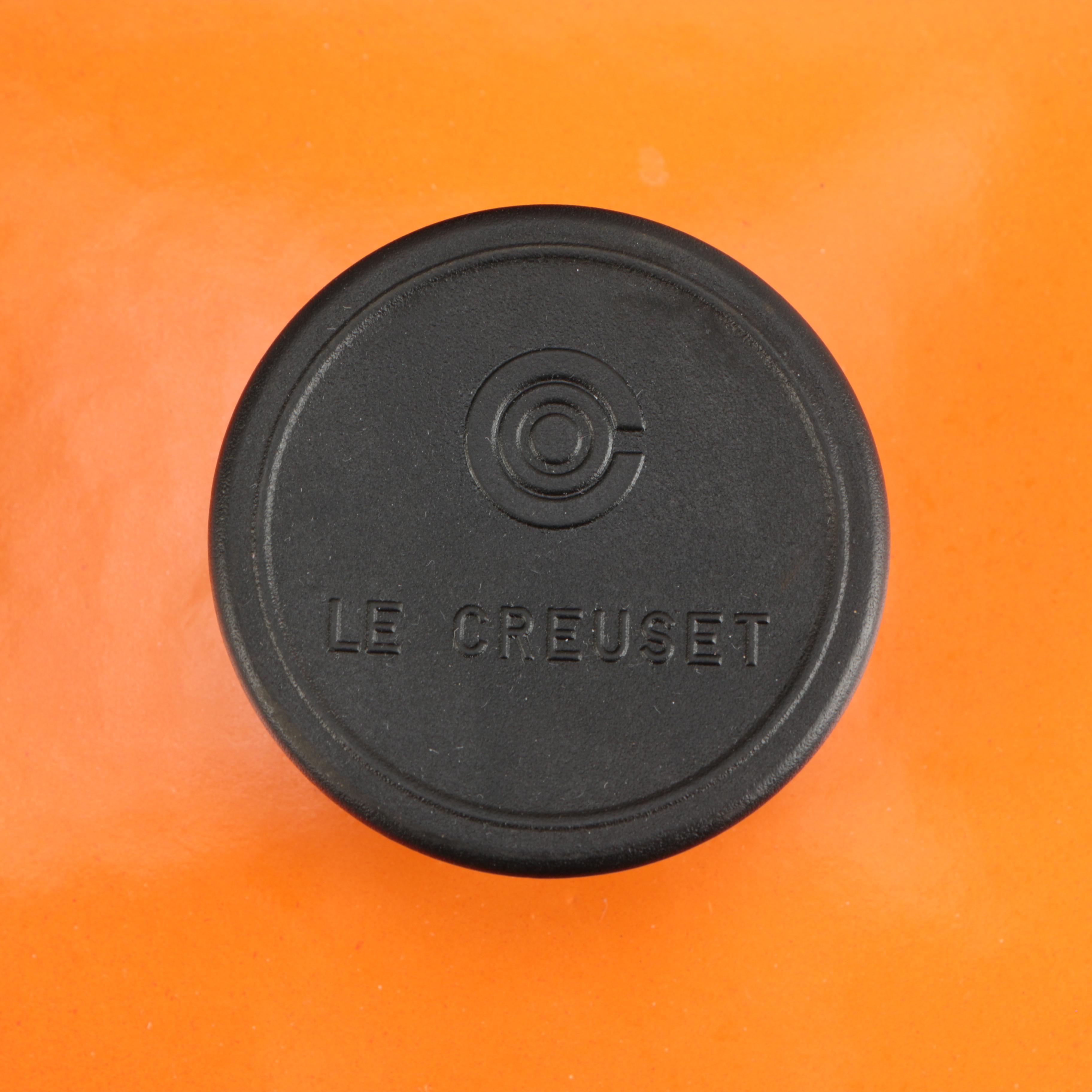 Pair of Le Creuset Orange Enamel Dutch Ovens