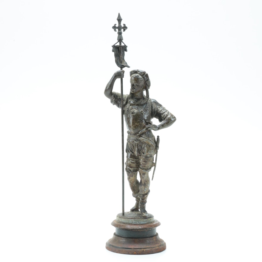 Cast Metal Sculpture of a Renaissance Soldier