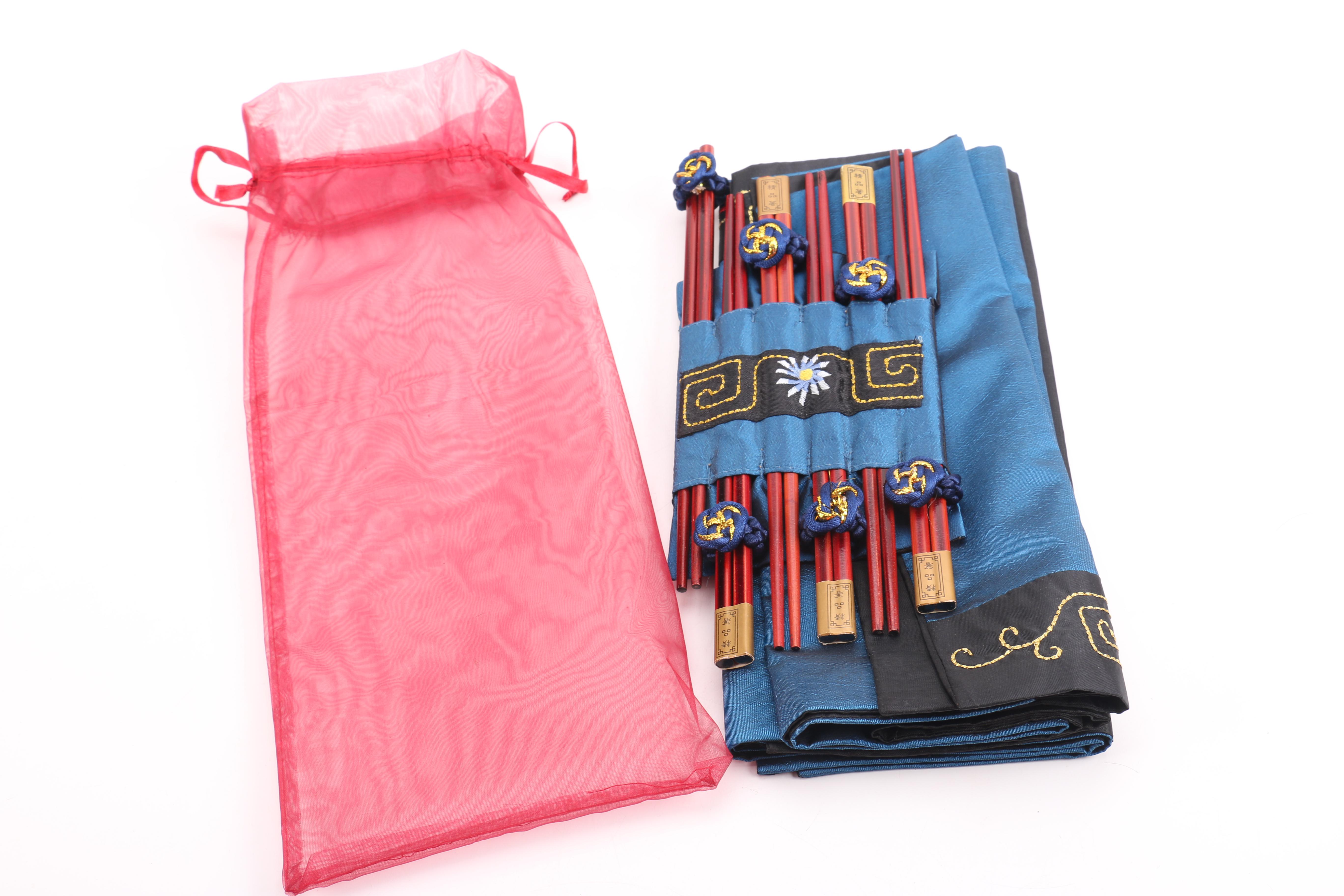 Chinese Chop Sticks with Napkins and Pillow Covers