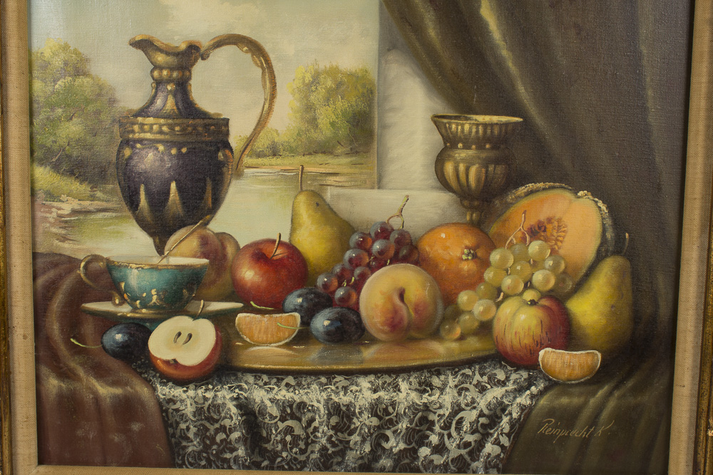 Johan Karoly Reinprecht Still Life Oil Painting on Canvas