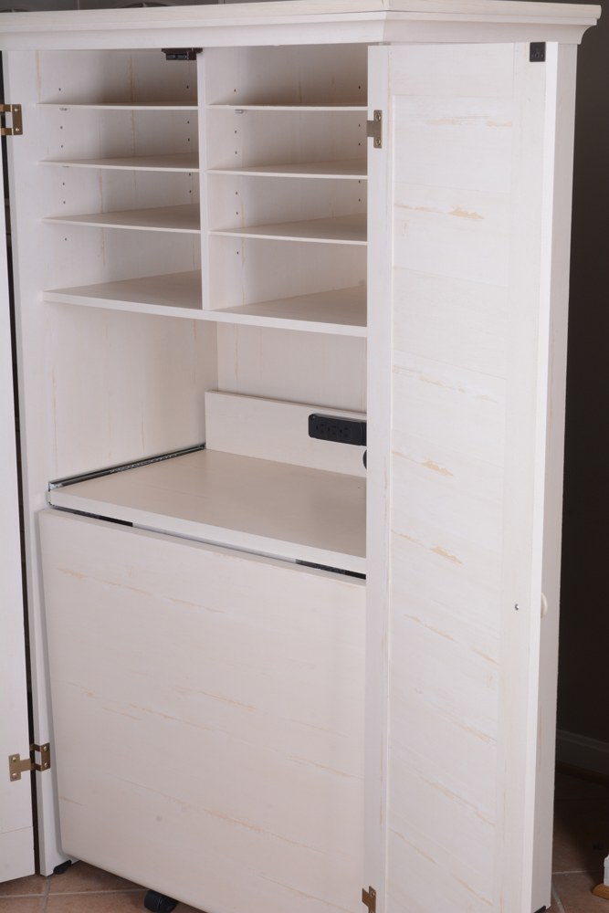 White Cabinet with Rolling Desk by Sauder