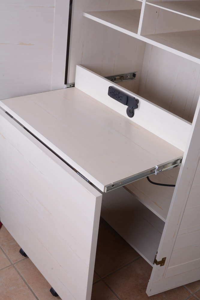 White Cabinet with Rolling Desk by Sauder