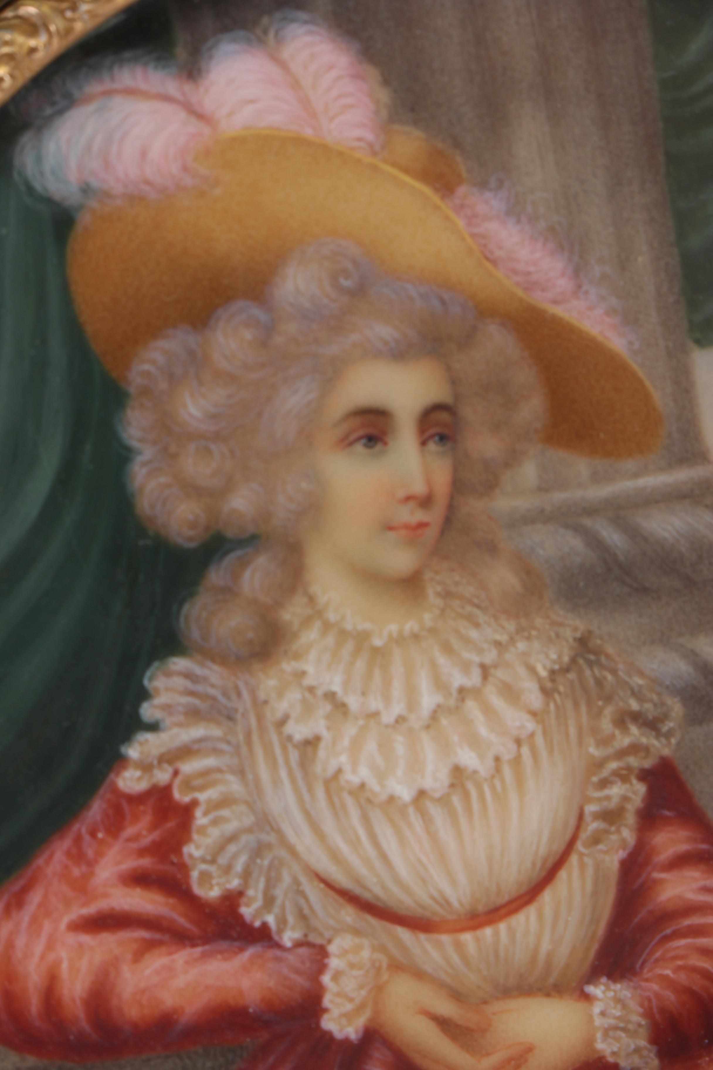 C. Roberts Oil on Wax Miniature Portrait of a Lady