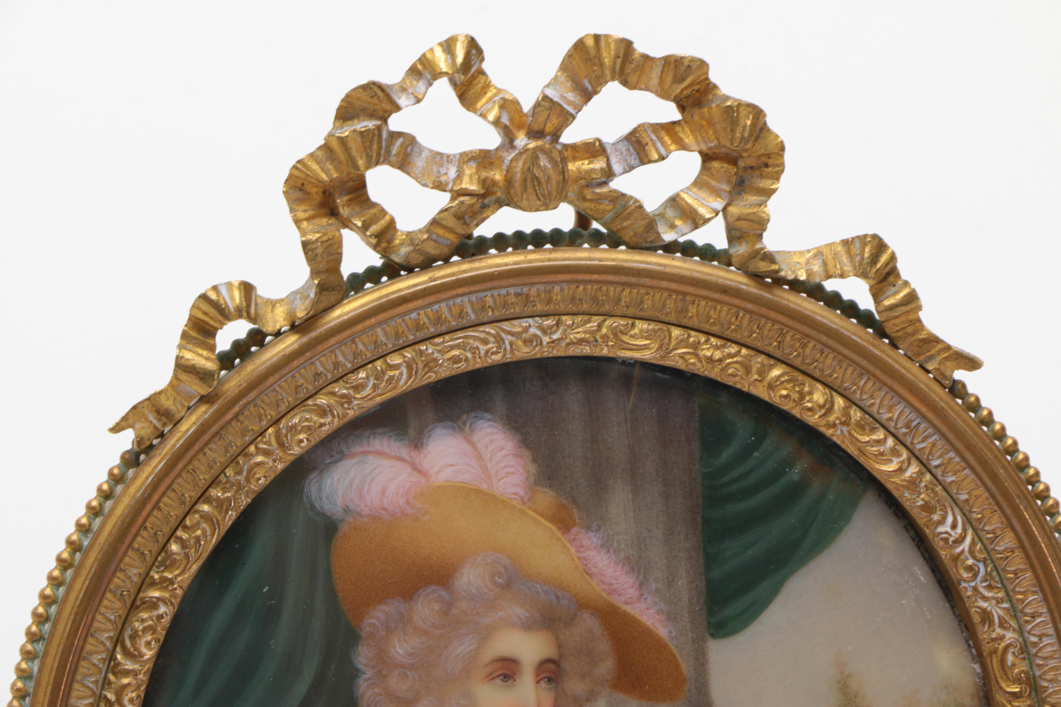 C. Roberts Oil on Wax Miniature Portrait of a Lady