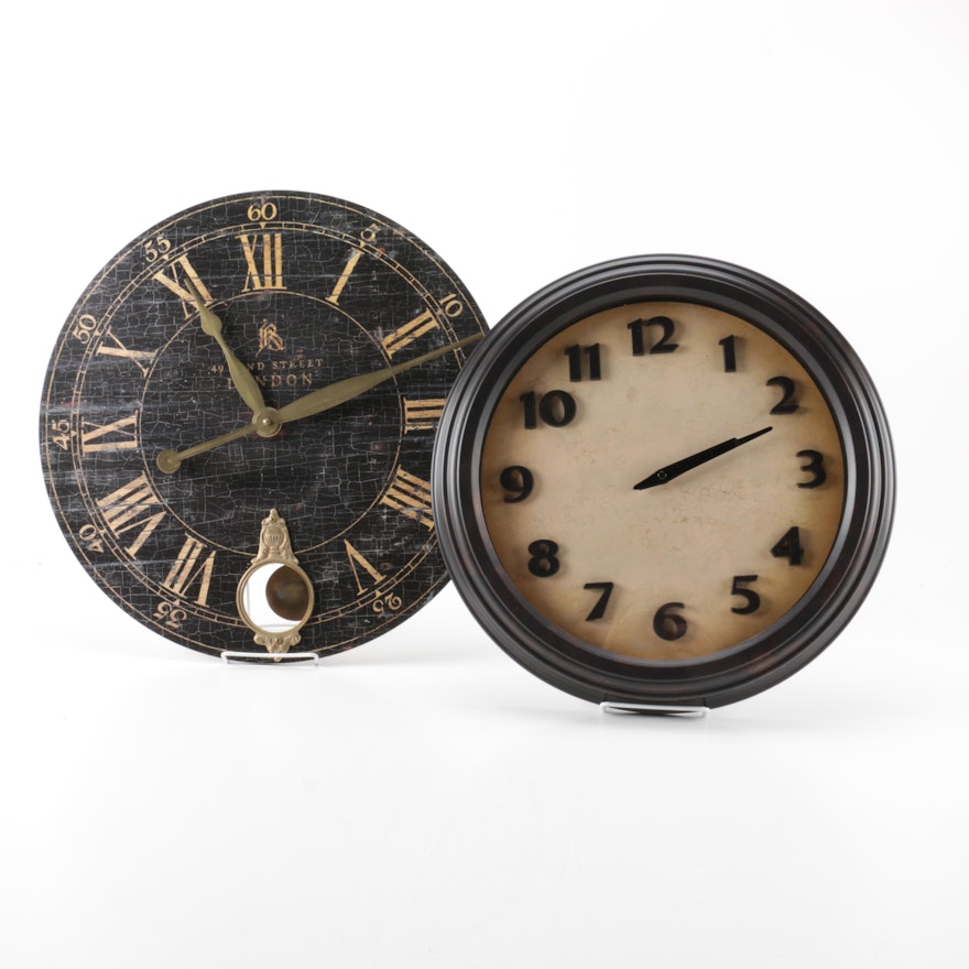 Antiqued "Victorian" and "Modernist" Wall Clocks