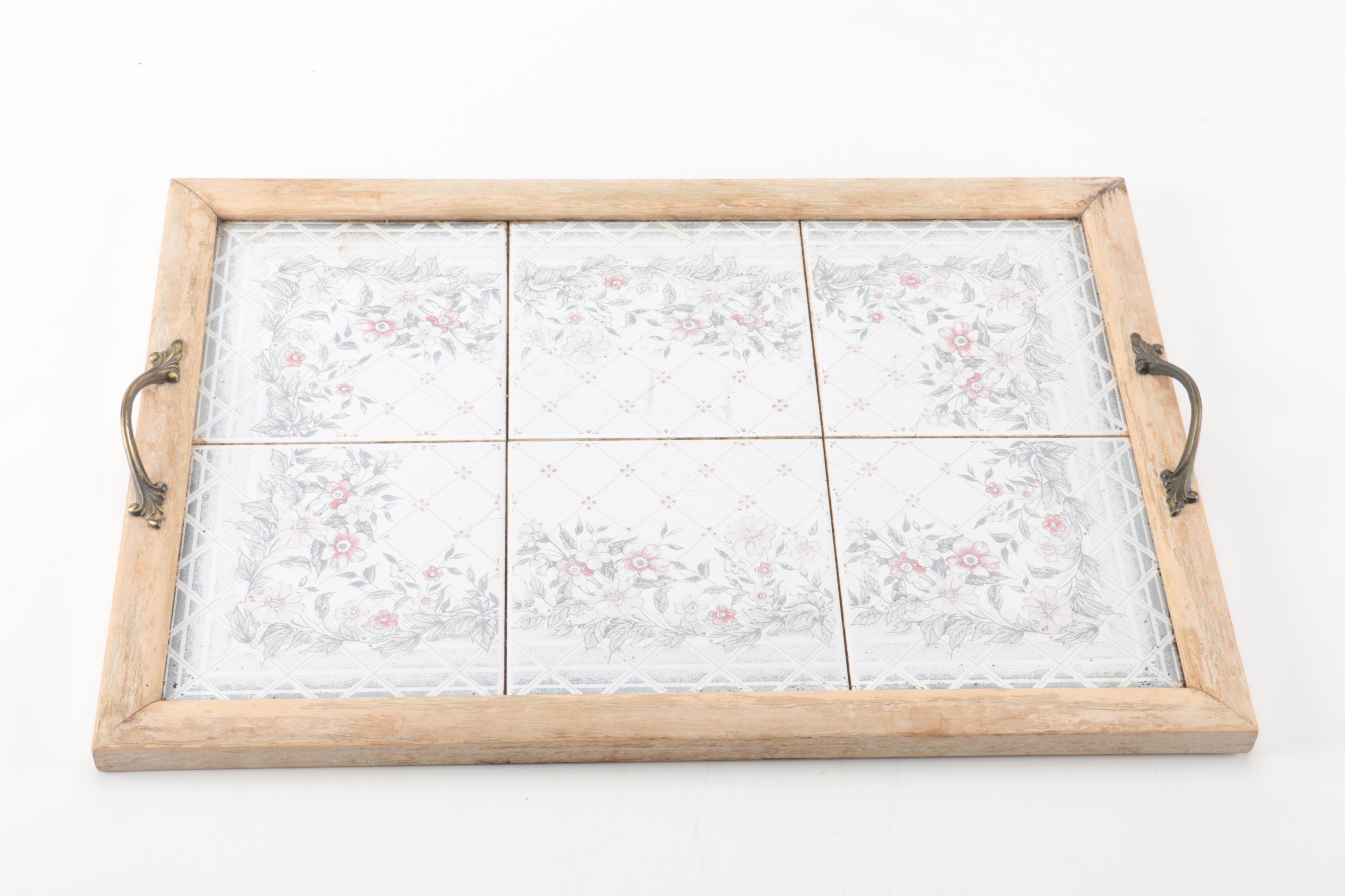 The Empty Nest Wooden Tray With Tiles