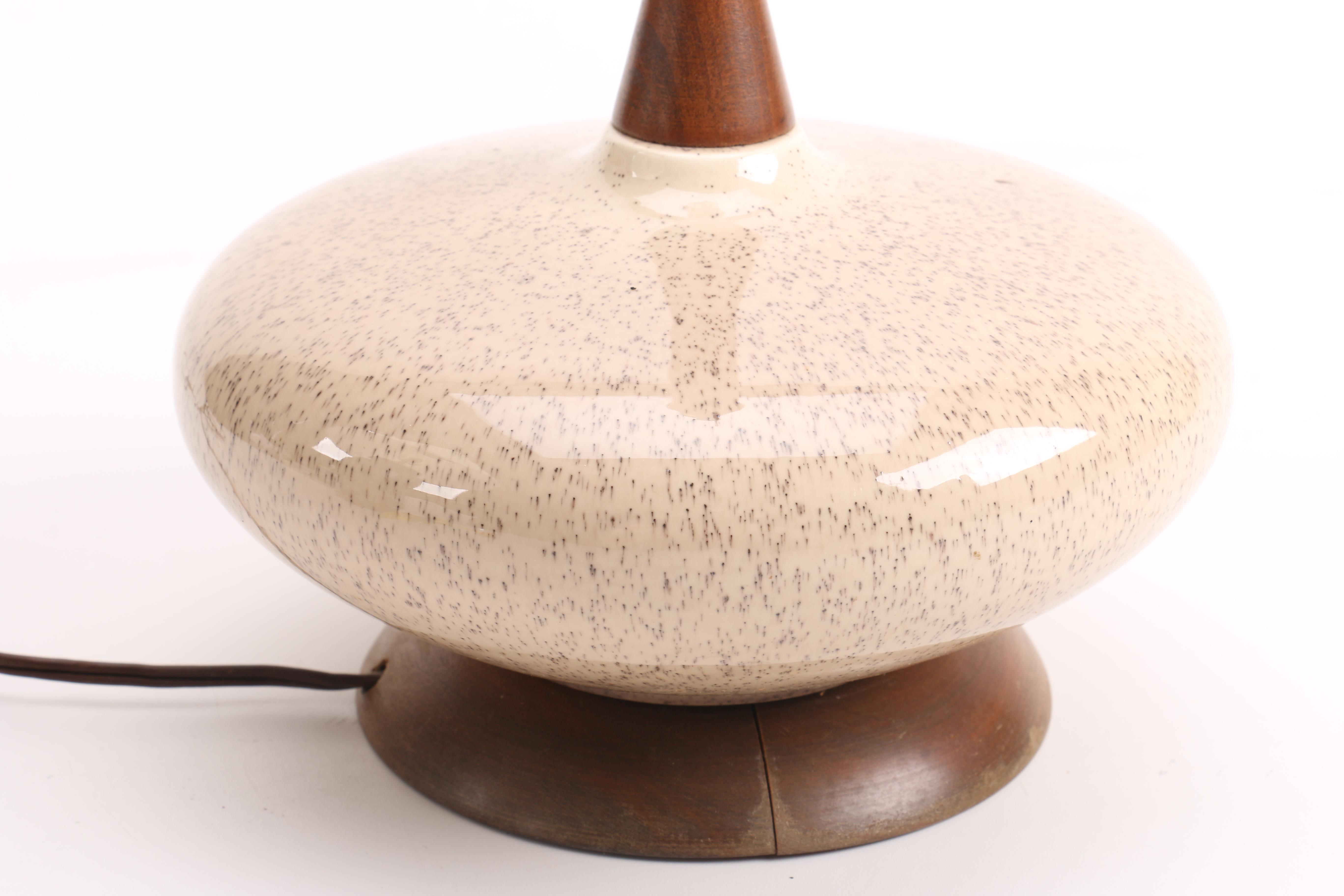 Mid Century Modern Ceramic and Wood Lamp