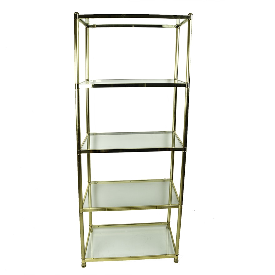 Vintage Brass and Glass Shelving Unit