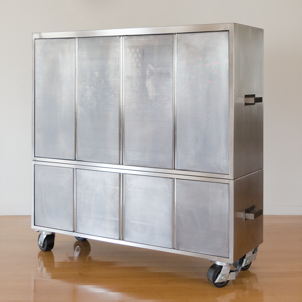 Modernist Steel Rolling Entertainment Cabinet