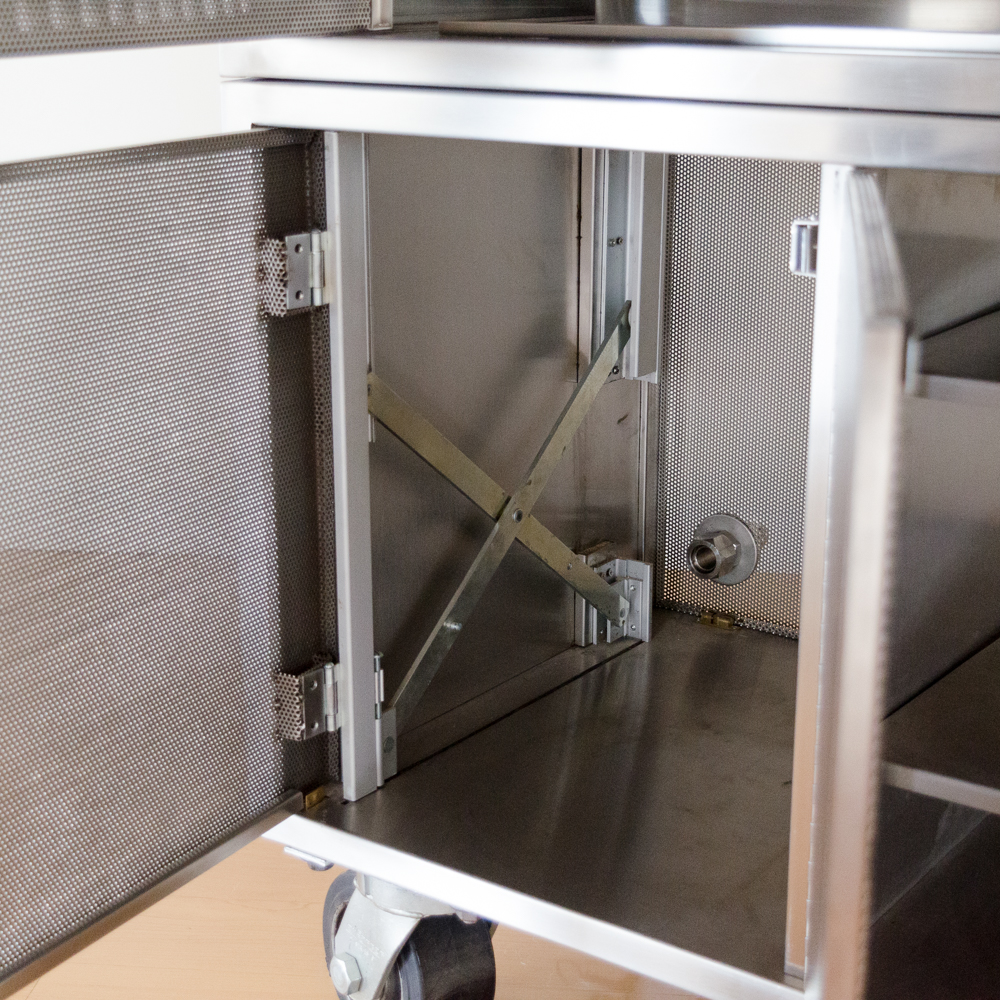 Modernist Steel Rolling Entertainment Cabinet