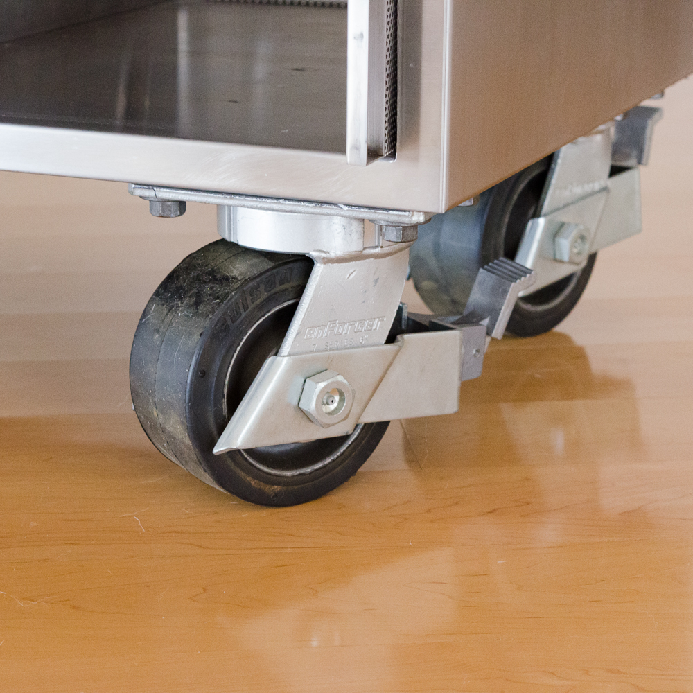 Modernist Steel Rolling Entertainment Cabinet