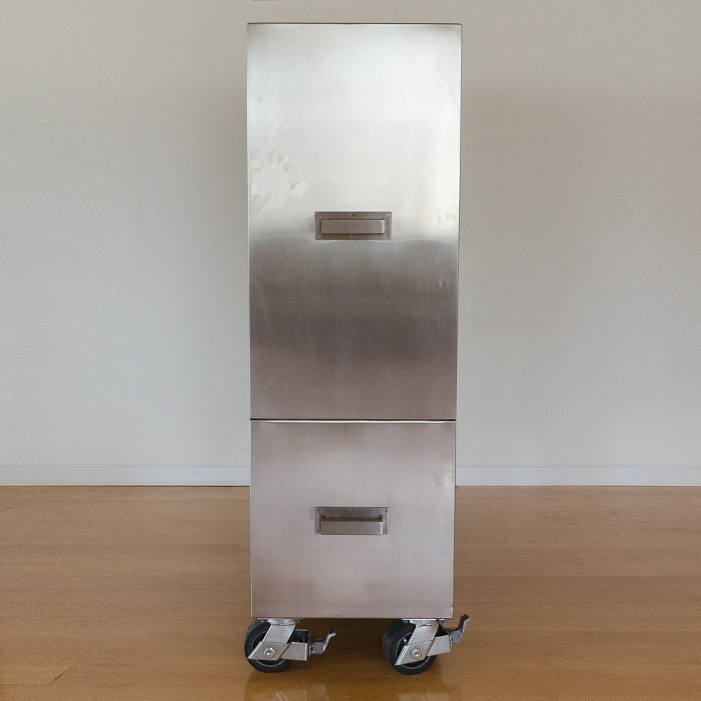 Modernist Steel Rolling Entertainment Cabinet