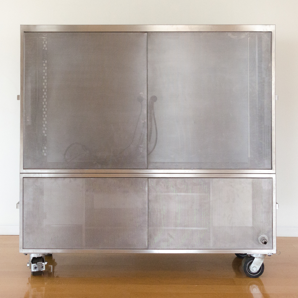 Modernist Steel Rolling Entertainment Cabinet
