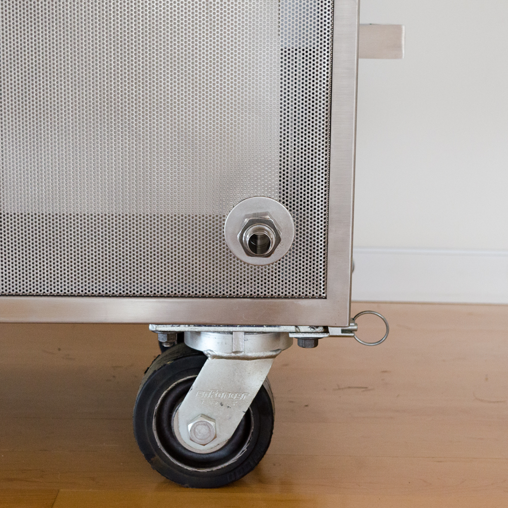 Modernist Steel Rolling Entertainment Cabinet