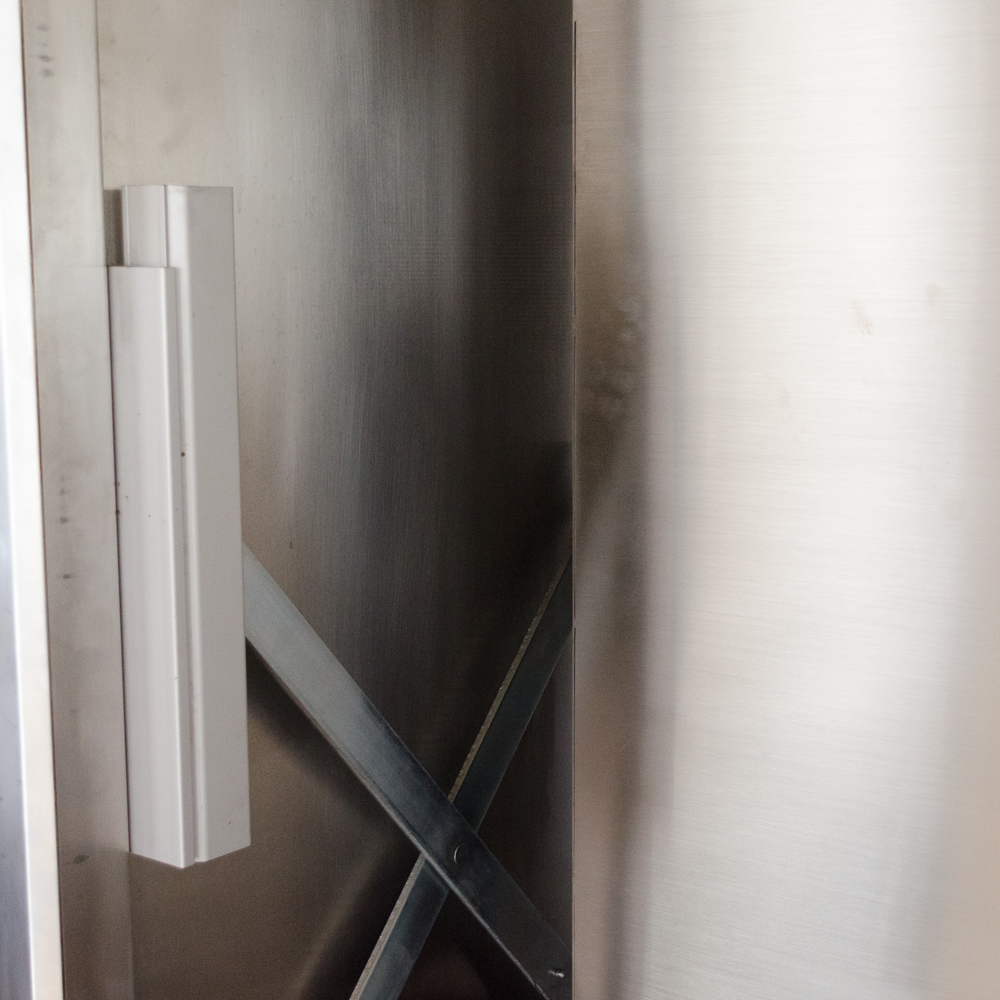 Modernist Steel Rolling Entertainment Cabinet