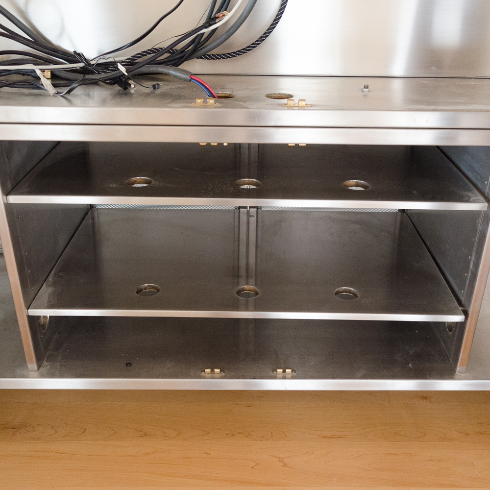 Modernist Steel Rolling Entertainment Cabinet