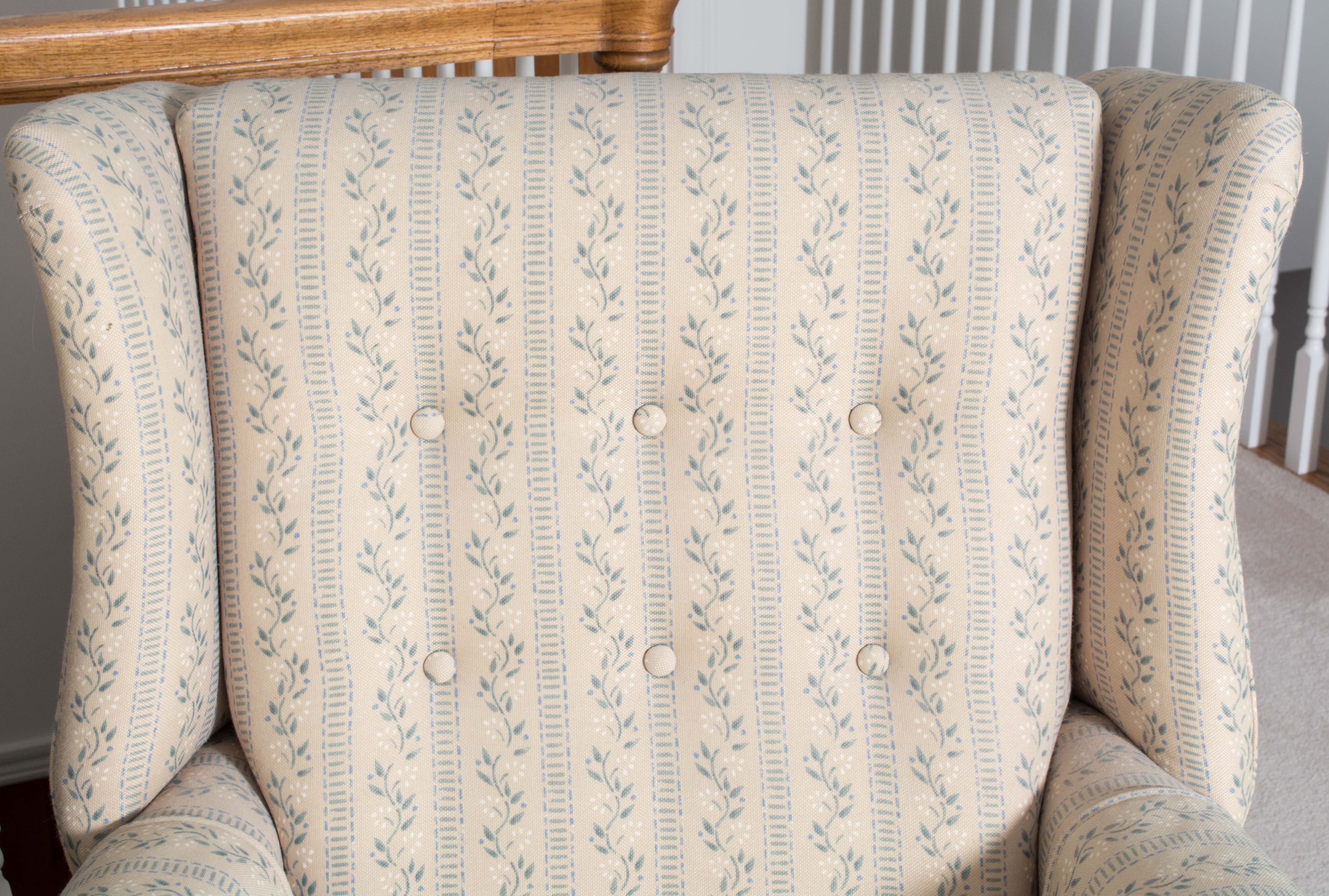 Pair of Floral Upholstered Wingback Armchairs