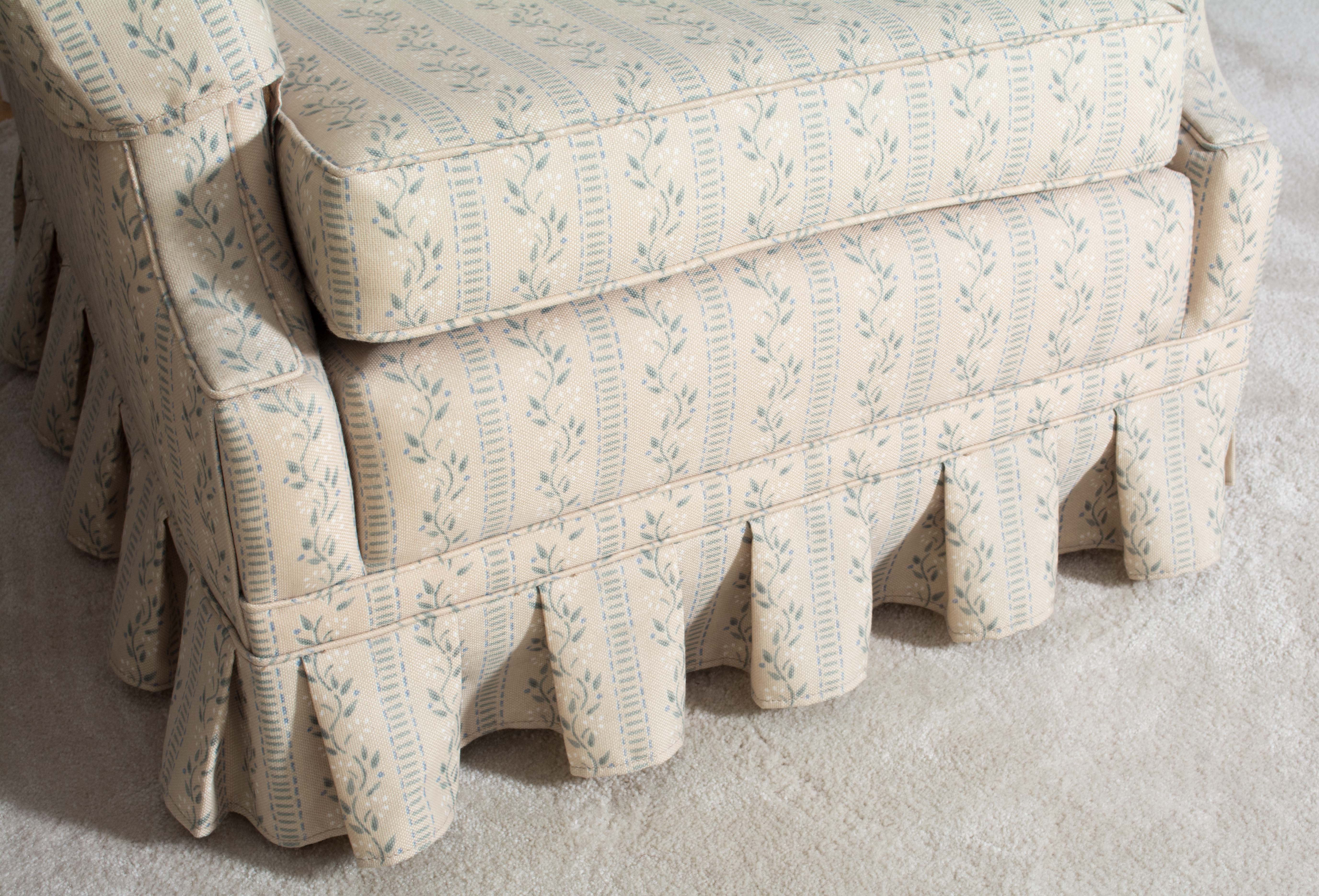 Pair of Floral Upholstered Wingback Armchairs