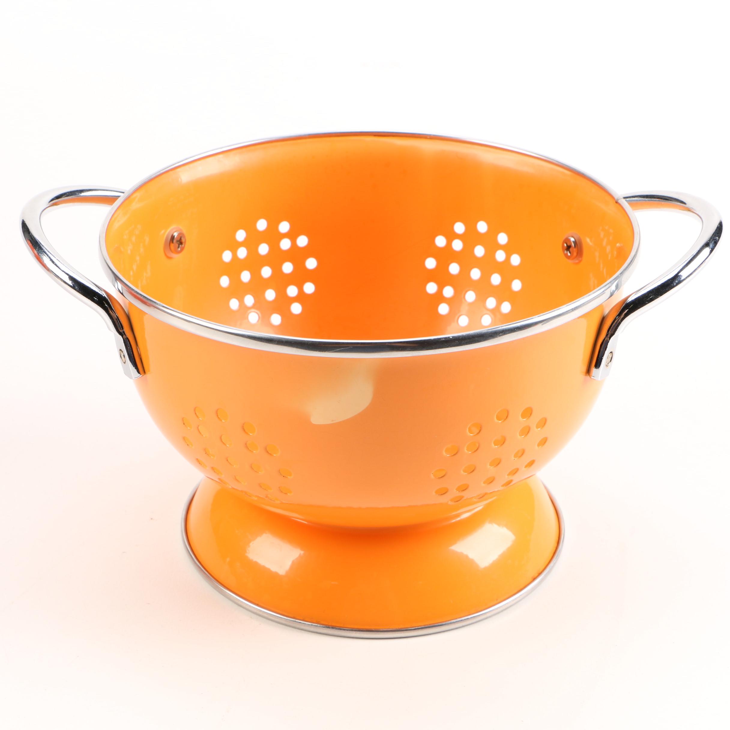A "Le Creuset"  Set of Orange Graduated Colanders