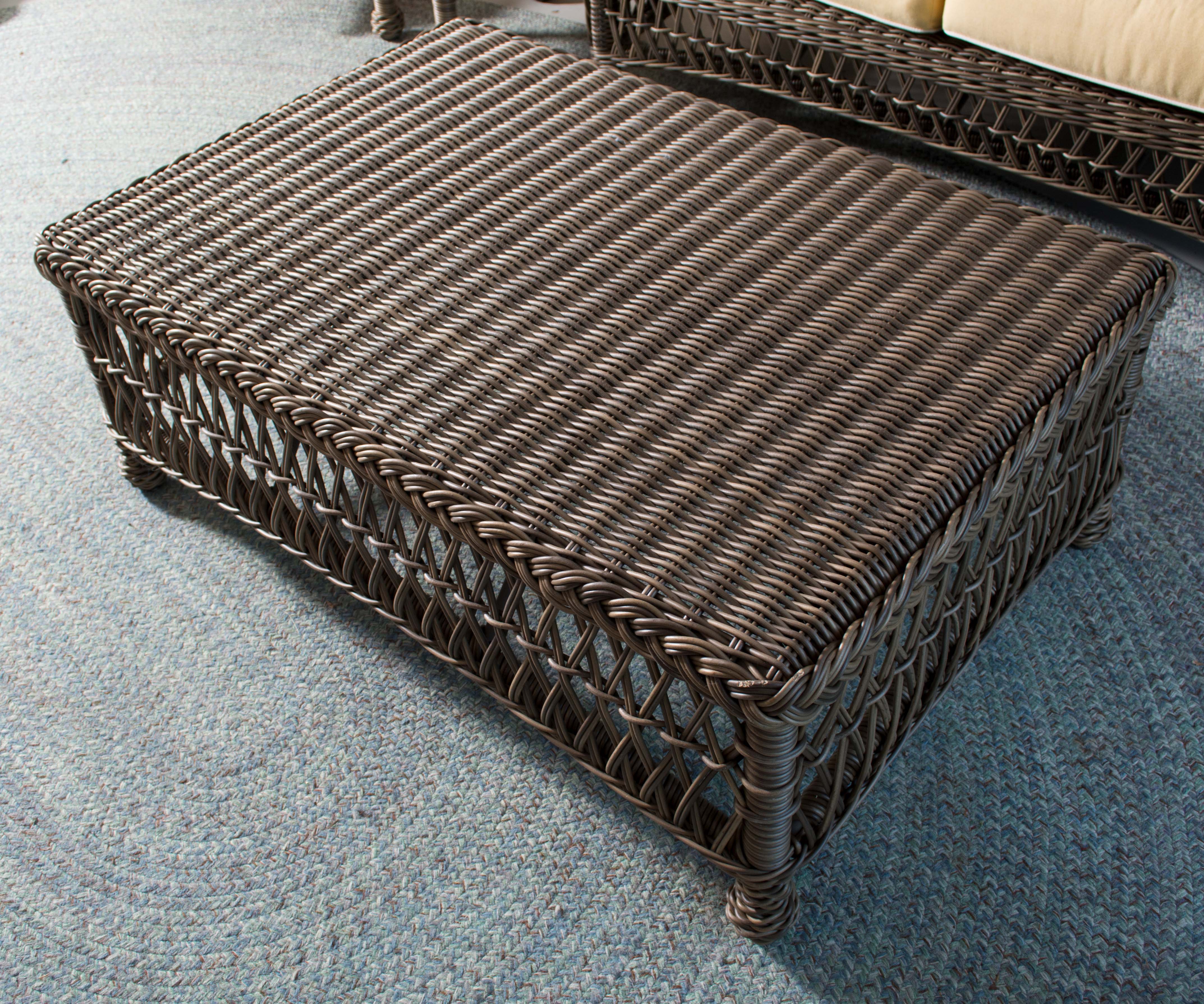 Frontgate Wicker Patio Sofa and Tables