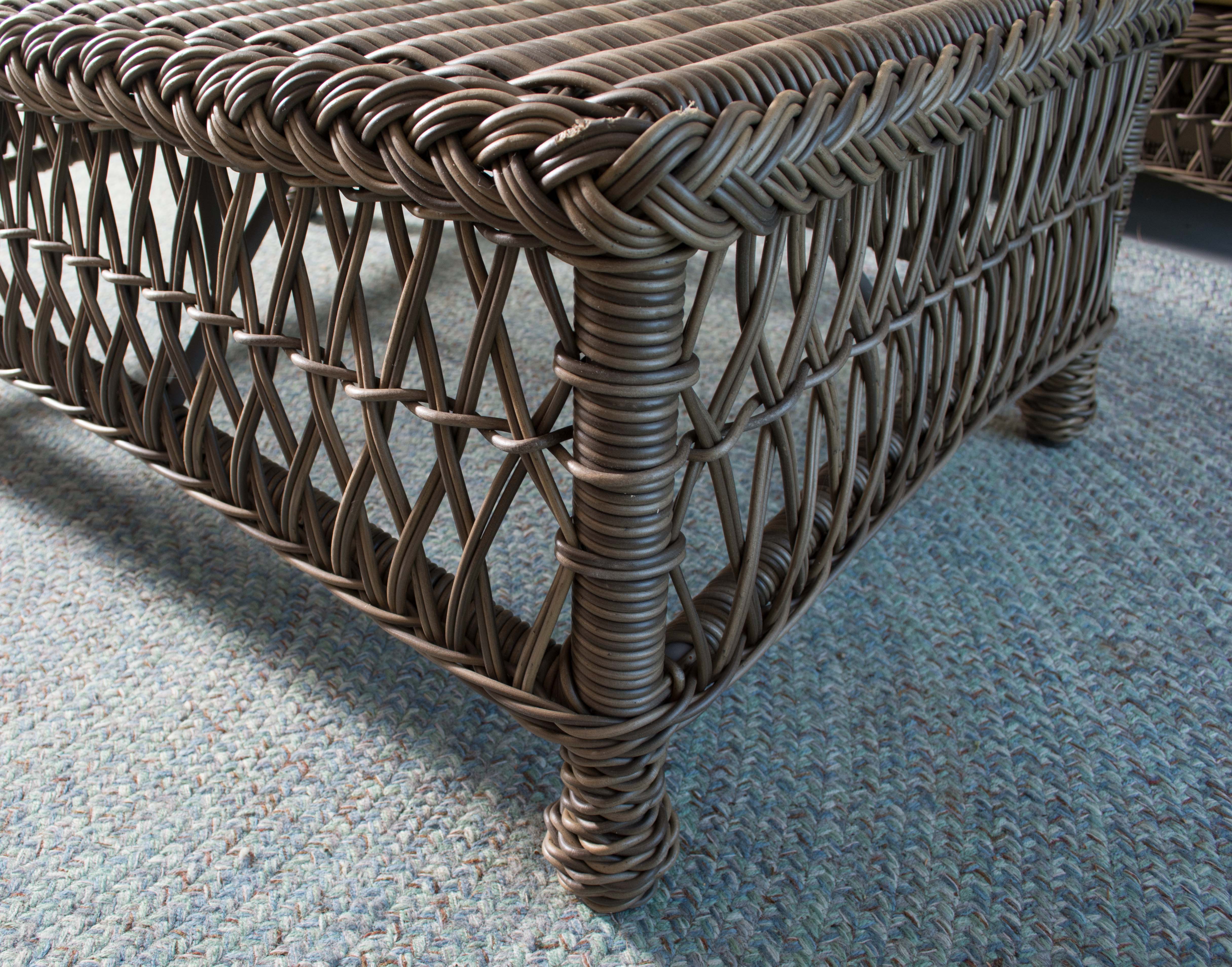 Frontgate Wicker Patio Sofa and Tables