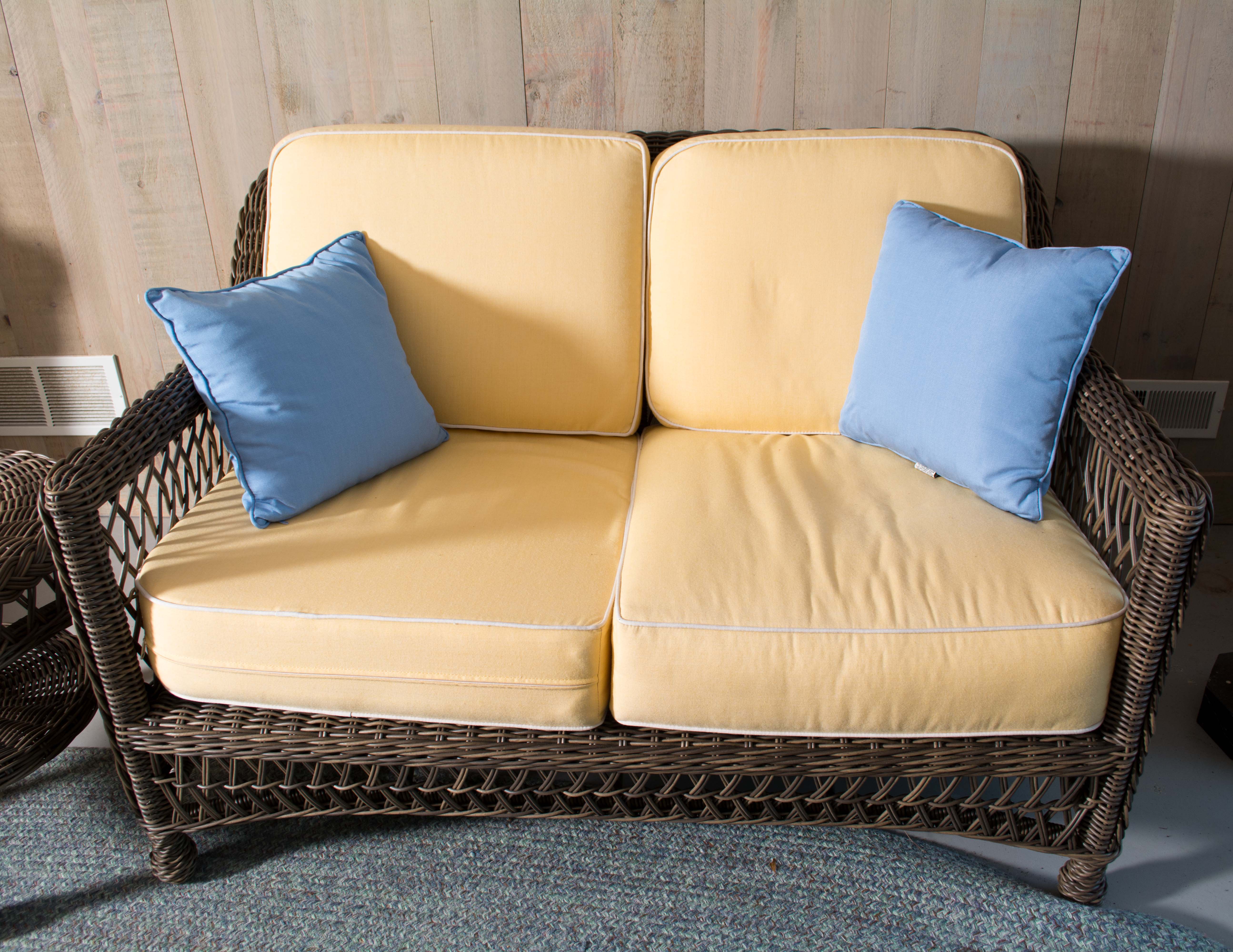 Frontgate Wicker Patio Sofa and Tables