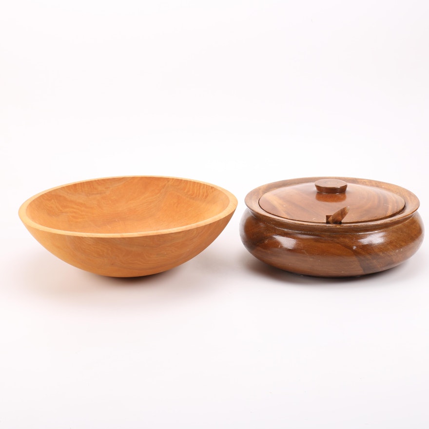 Pair of Wooden Serving Bowls