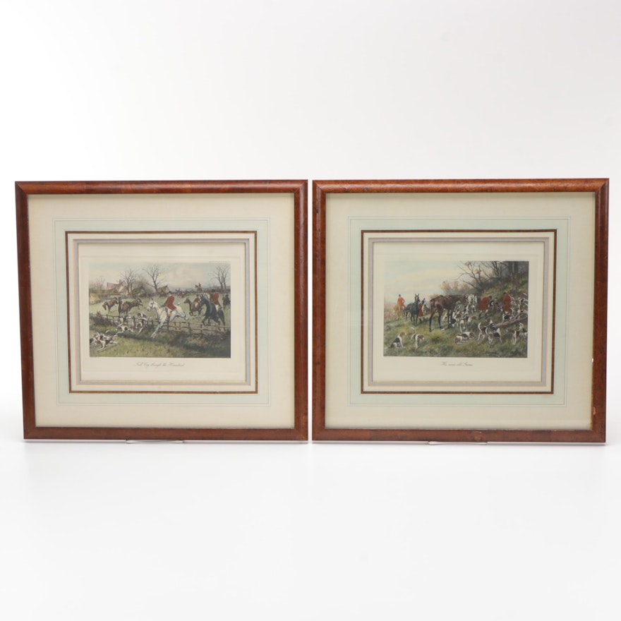 Engravings After George Wright "Full Cry Through The Homestead" and "His Same Old Game"
