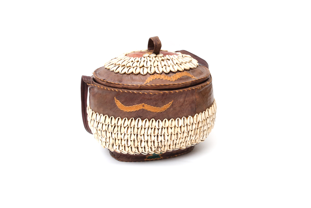 Nigerian Tribal Cowrie Shell Basket