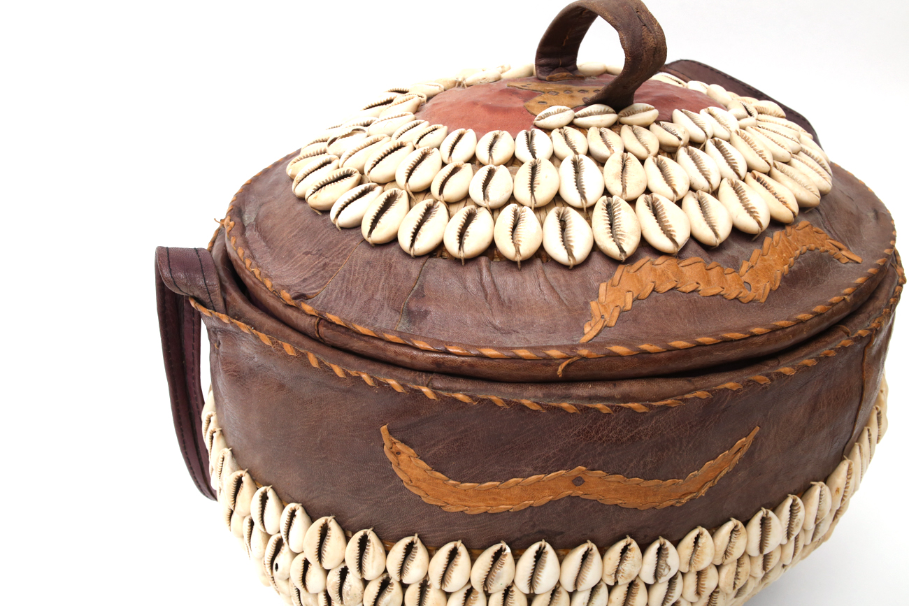 Nigerian Tribal Cowrie Shell Basket