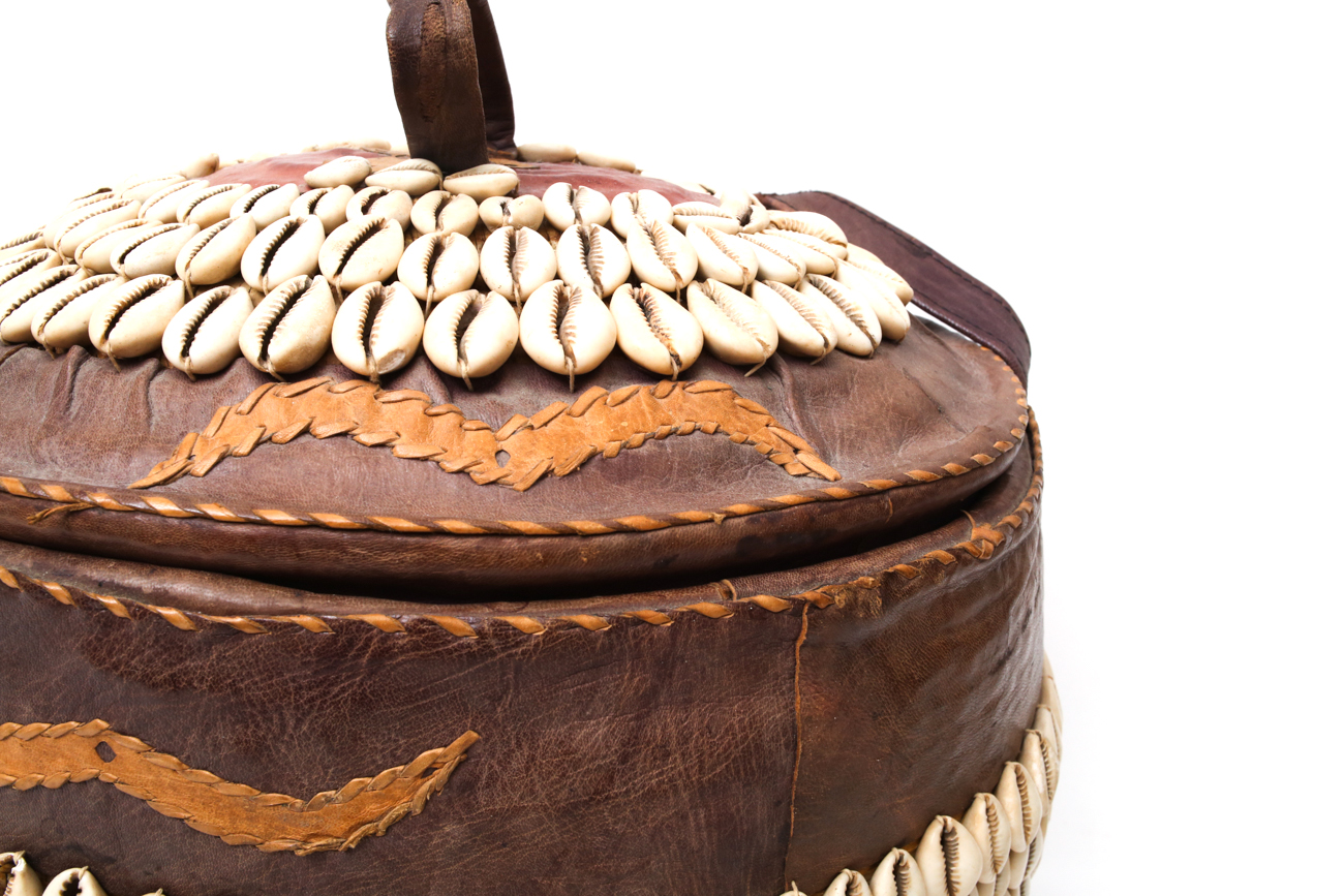 Nigerian Tribal Cowrie Shell Basket