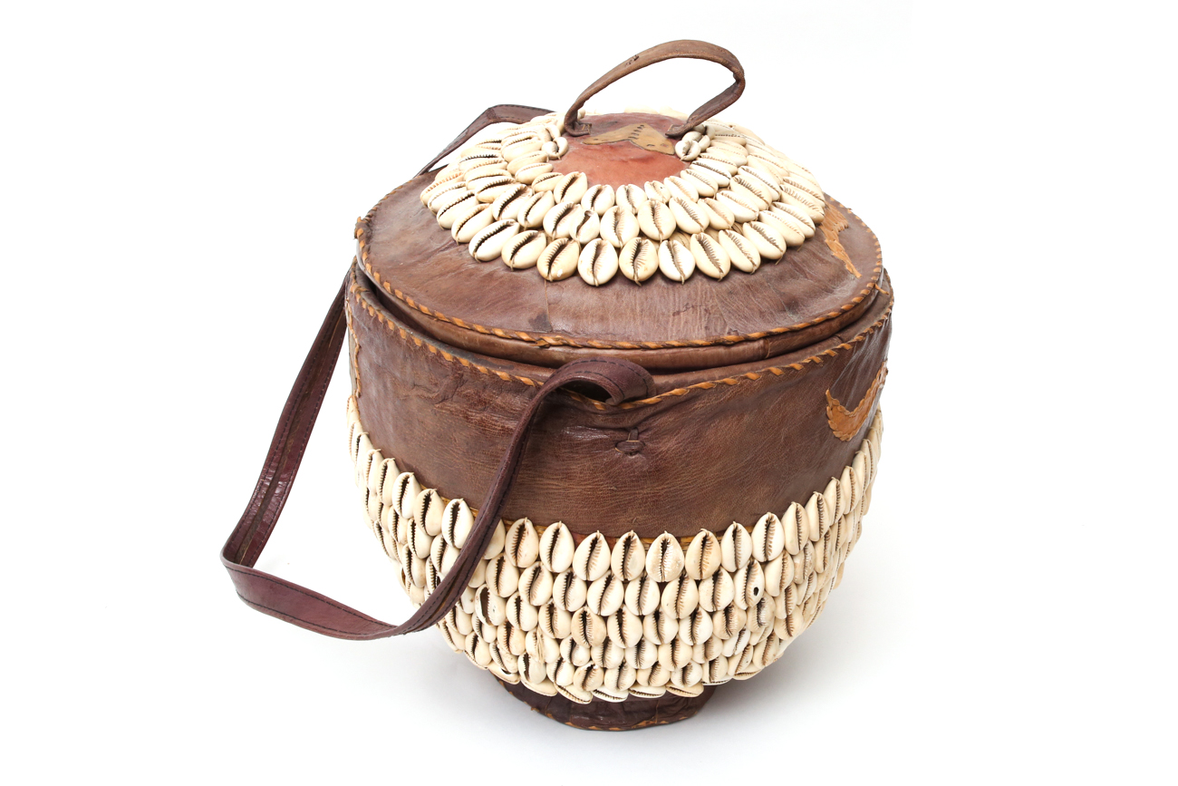 Nigerian Tribal Cowrie Shell Basket