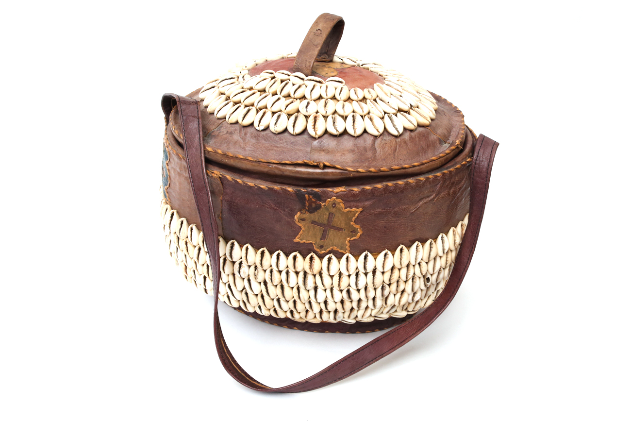 Nigerian Tribal Cowrie Shell Basket