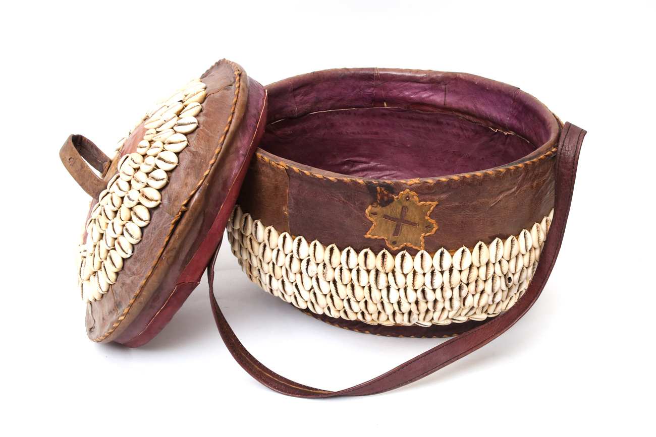Nigerian Tribal Cowrie Shell Basket