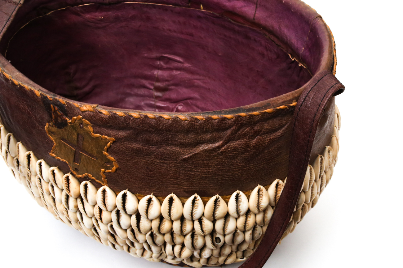 Nigerian Tribal Cowrie Shell Basket