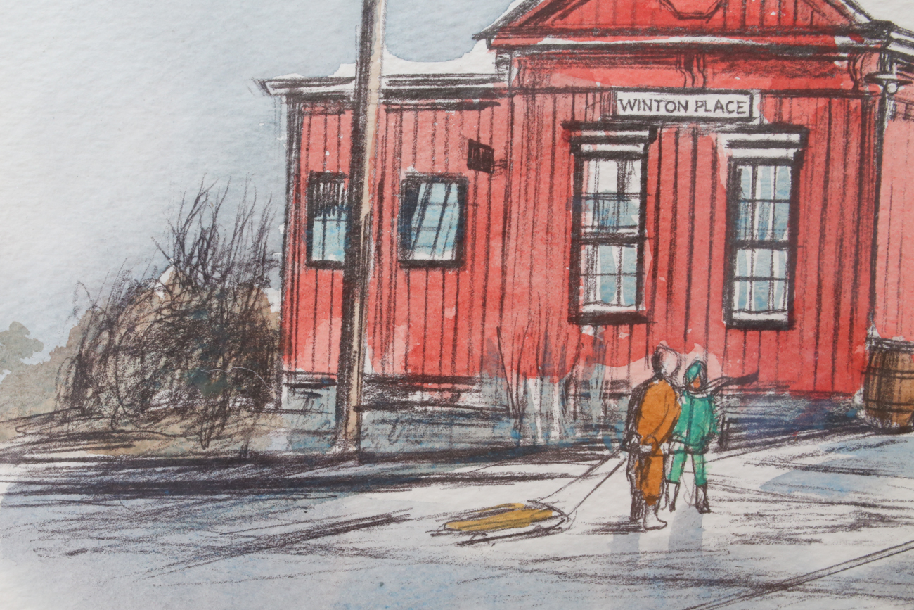 Hand Colored Etching of "Winton Place Station" by Floyd Berg