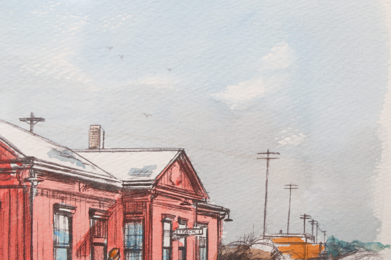 Hand Colored Etching of "Winton Place Station" by Floyd Berg