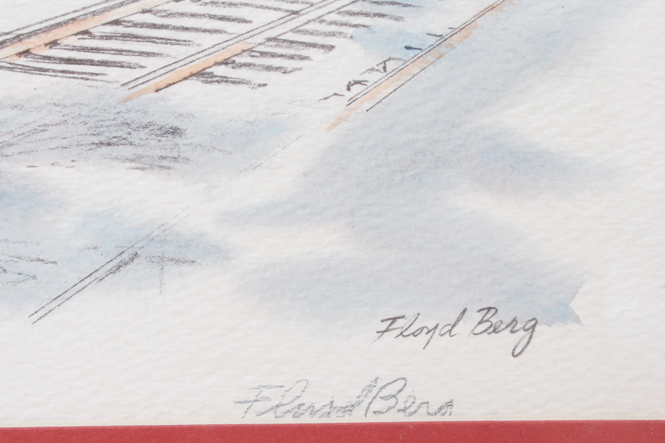 Hand Colored Etching of "Winton Place Station" by Floyd Berg