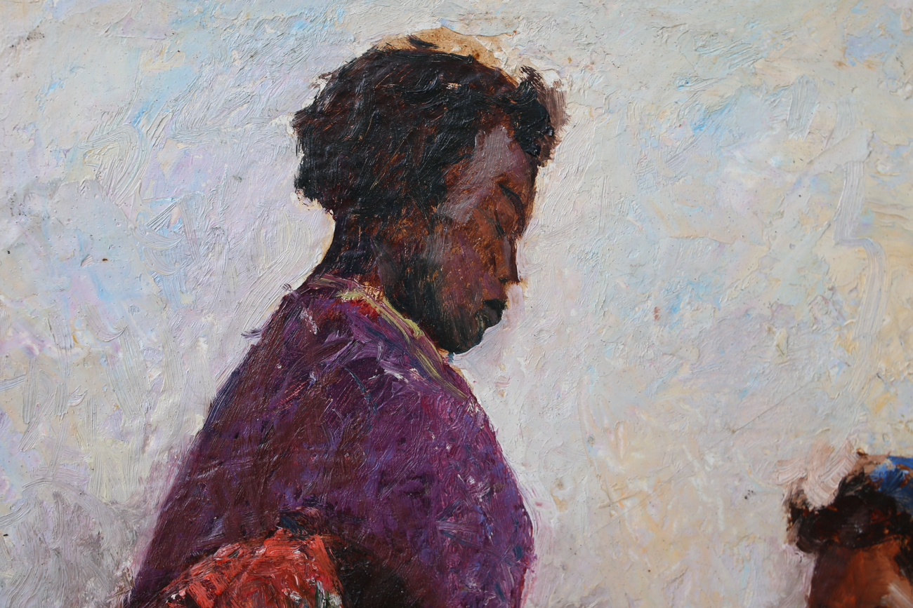 African American Textured Oil Painting - Unsigned