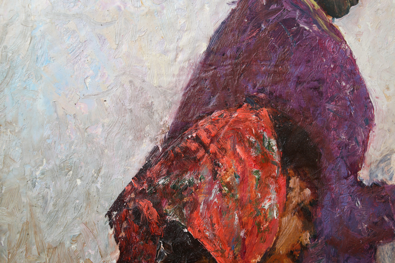 African American Textured Oil Painting - Unsigned