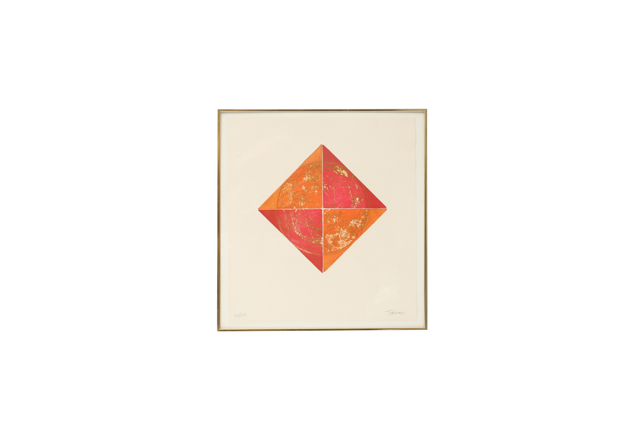 Signed Limited Edition T. Haan Abstract Woodblock Print