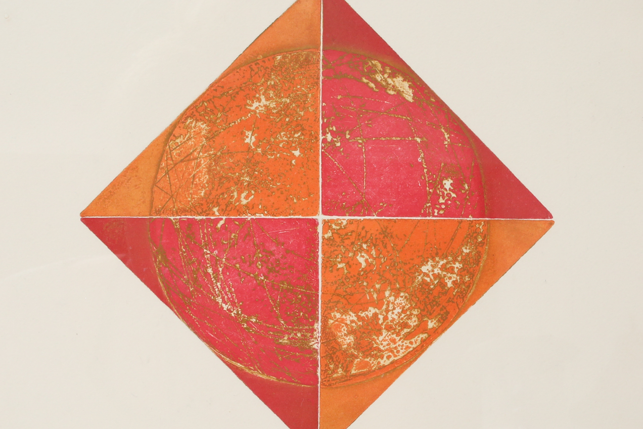 Signed Limited Edition T. Haan Abstract Woodblock Print