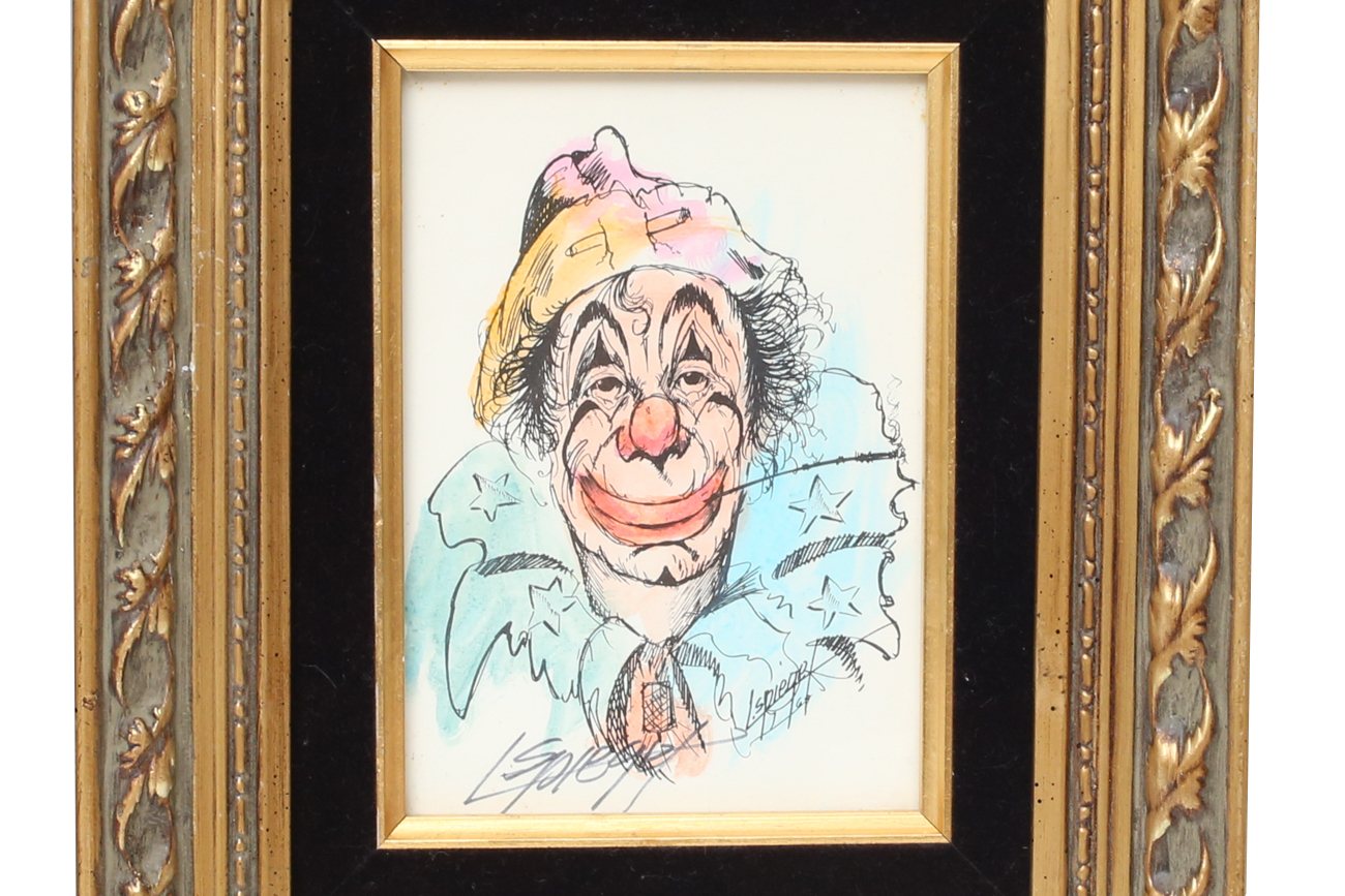 Pair of Hand-Colored Signed Louis Spiegel Clown Lithographs
