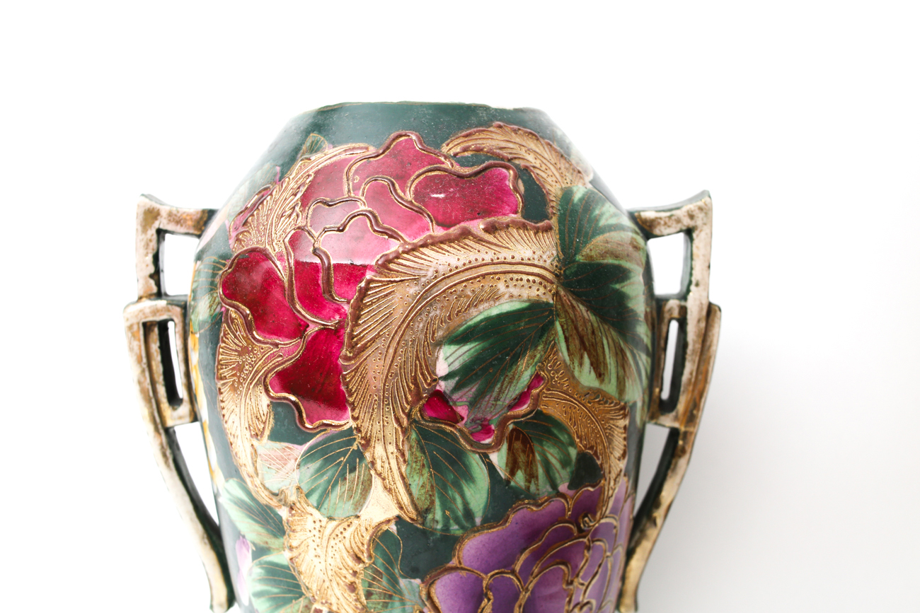 Antique Art Nouveau Peony Vase